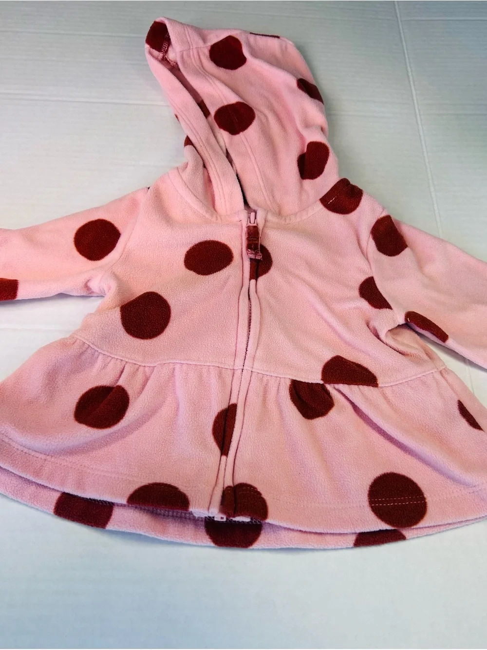 Carter's Pink Fleece Hoodie with Brown Polka Dots